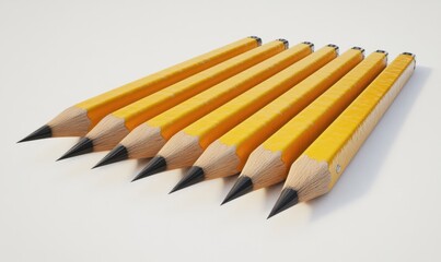 Fototapeta premium Six sharpened pencils on white, ready for writing or drawing