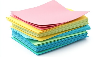 Stacked colorful blank notes on white for messages or reminders
