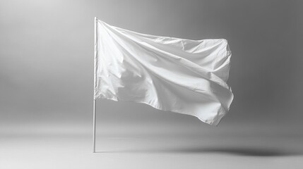 White Fabric Flag on Gray Background