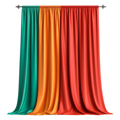 Vibrant Multicolored Silk Curtains Draped in a Studio Setting