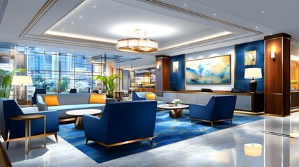 Luxury Hotel Lobby Interior Design - Biophilic design (plants)