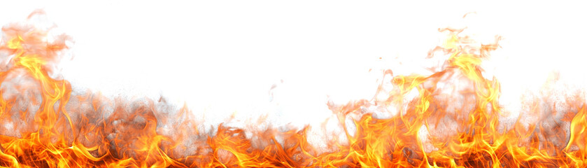 Realistic fire flames with blue and orange tones, burning effect clipart on transparent background