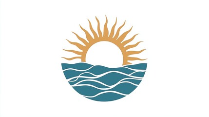 Obraz premium A simple vector logo of the sun and sea