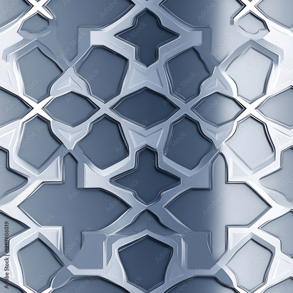 Poster geometric shapes overlaid against gradient backdrop. interlocking details create abstract pattern