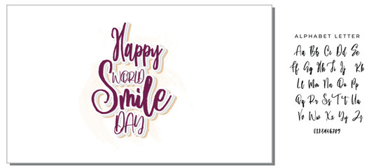 Naklejka premium Happy world smile day banner vector illustration greeting design on white background with typography lettering