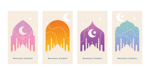 Cultural Muslim Ramadan Kareem greeting beautiful background with mihrab and mosque