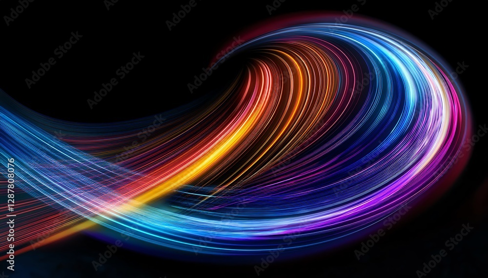 Aufkleber a vibrant swirl of colorful light trails against a dark background, creating a dynamic and energetic