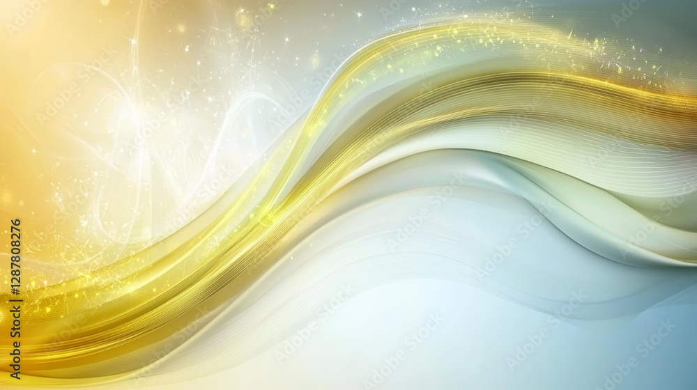 Wall mural abstract digital wave background with flowing lines and sparkling light effects