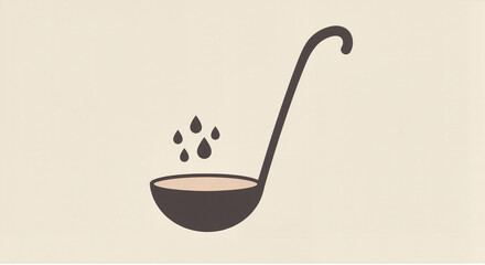 Ladle with water droplets on beige background