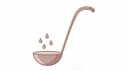 Ladle with water droplet illustration on white background
