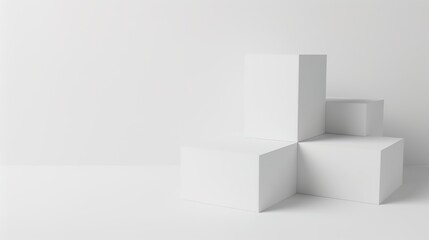 Obraz premium Elevate Your Display with the Minimalist White Cube Display Stand: A Blend of Style and Function. This sleek and simple display stand, featuring the classic white cube design, is not just a piece of f