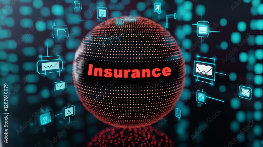 Poster digital globe representing insurance with data connections in the background.