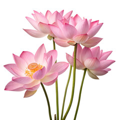 Fototapeta premium Beautiful pink lotus flower bouquet isolated on a transparent background