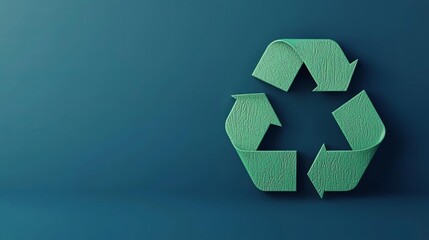 Sustainable recycling symbol on a vibrant blue background for eco-friendly concepts.
