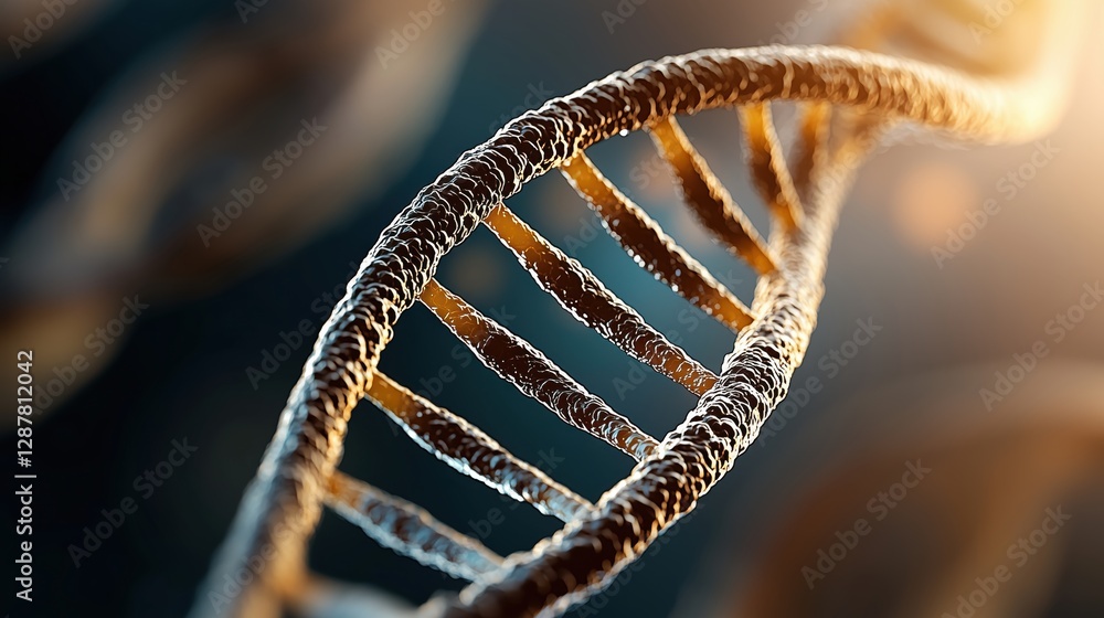 Poster close-up view of dna helix structure in scientific research, exploring genetic code in the field of 