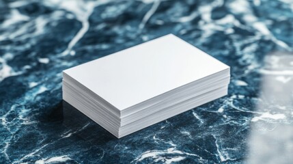Blank White Business Cards Mockup on Blue Marble