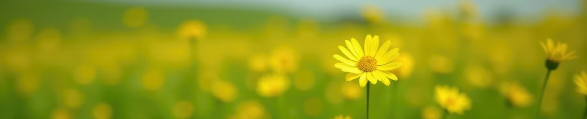 Obraz premium Bright yellow daisy-like flower on a tall stem, wildflowers, prairie flowers