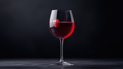 Strawberry wine glass dark background; drinks menu
