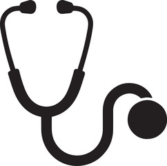 Stethoscope black silhouette vector icon