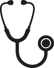 Stethoscope black silhouette vector icon