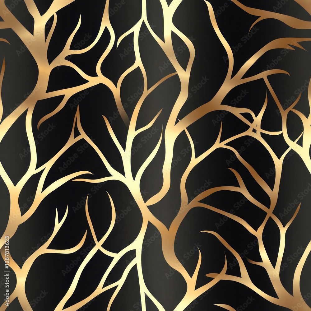 Poster golden branches intertwine against a dark, gradient background creating an elegant nature pattern de