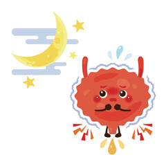 夜間頻尿を起こす膀胱のキャラクターイラスト