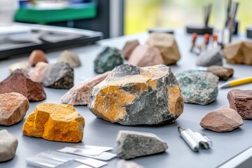 Assortment of Rocks on Light Gray Table