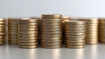 Investment growth strategies analyzing stacked coins in a business environment