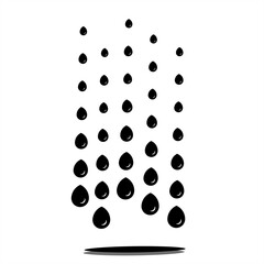 Minimalist cascading water droplets symbol with splash effect

