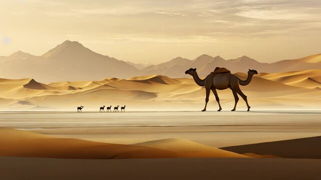 camels in the sahara desert