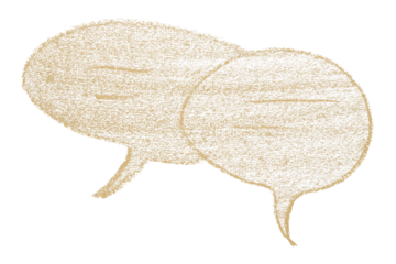 Separate light brown speech bubbles on transparent background.