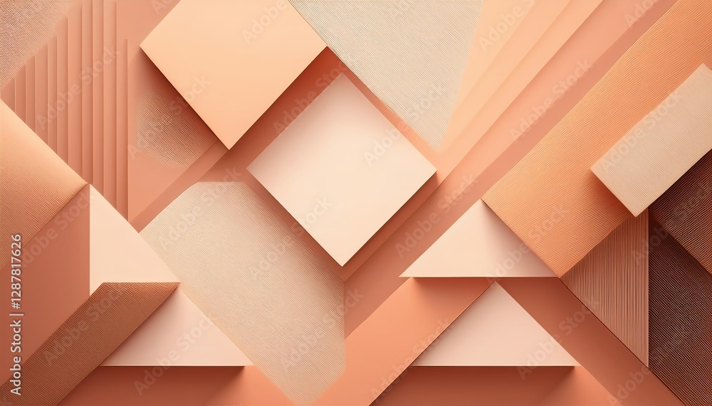 Aufkleber a textured arrangement of soft peach and cream geometric shapes, showcasing a blend of patterns and 