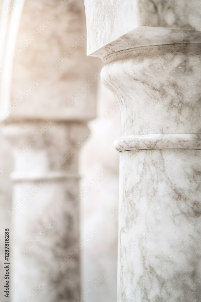 Poster marble columns with elegant curves in soft light