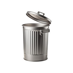 Realistic Garbage can with open lid on transparent background