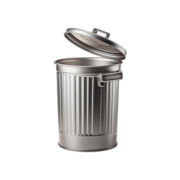 Realistic Garbage can with open lid on transparent background