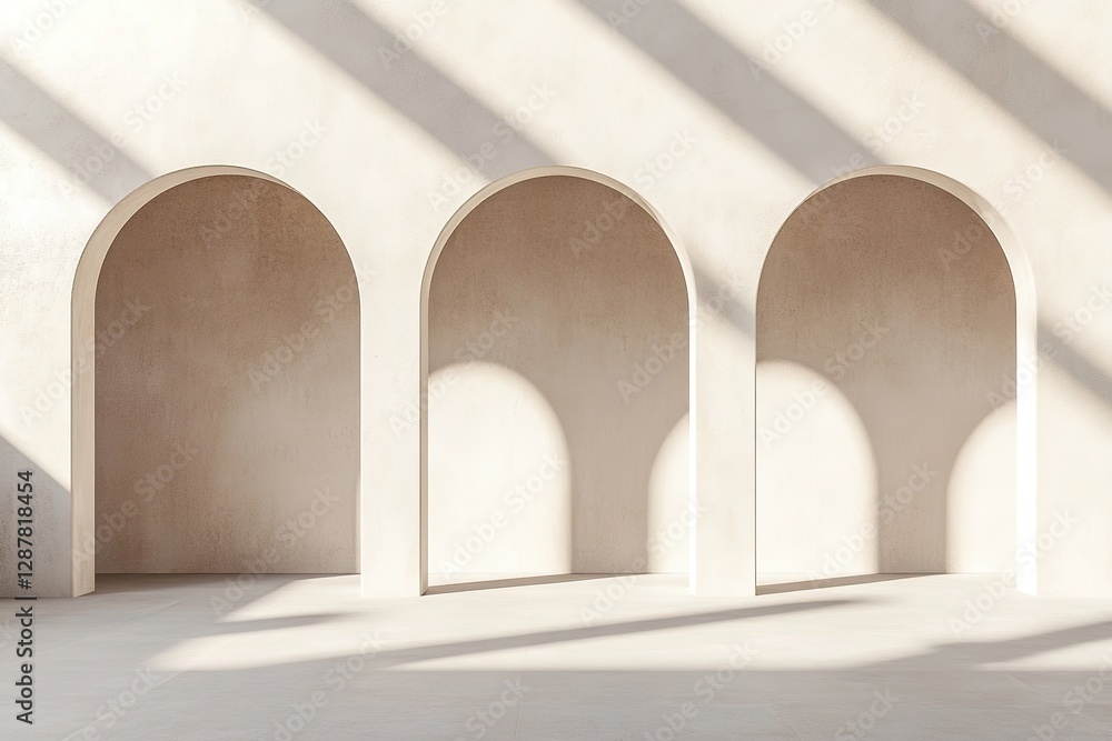 Poster sunlit minimalist arches cast sharp shadows