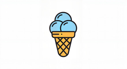 Ice cream cone with three scoops in pastel colors