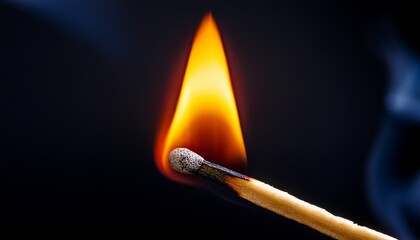 A macro shot of a matchstick just before catching fire, with the tip glowing under intense heat, capturing the raw energy and anticipation of ignition.