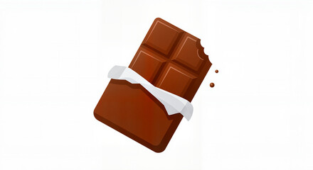 Fototapeta premium Chocolate bar with a bite taken out on white background