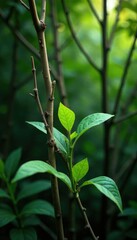 Varying thin sticks and branches forming a layered effect, layering, foliage, natural