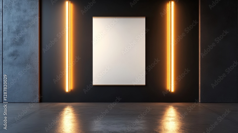 Poster Blank Canvas in Modern Minimalist Gallery Setting