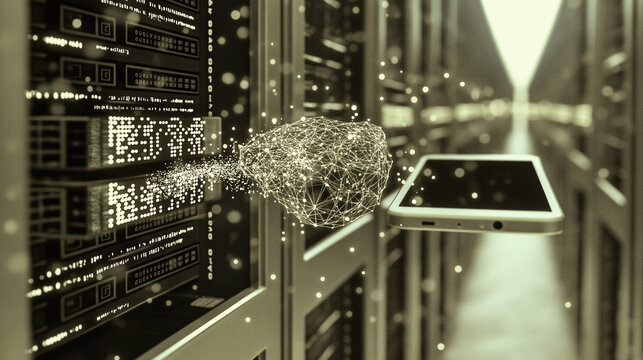 Depict secure communication channels in a futuristic, quantum-aware world. Images can feature stylized representations of data transmission between devices.