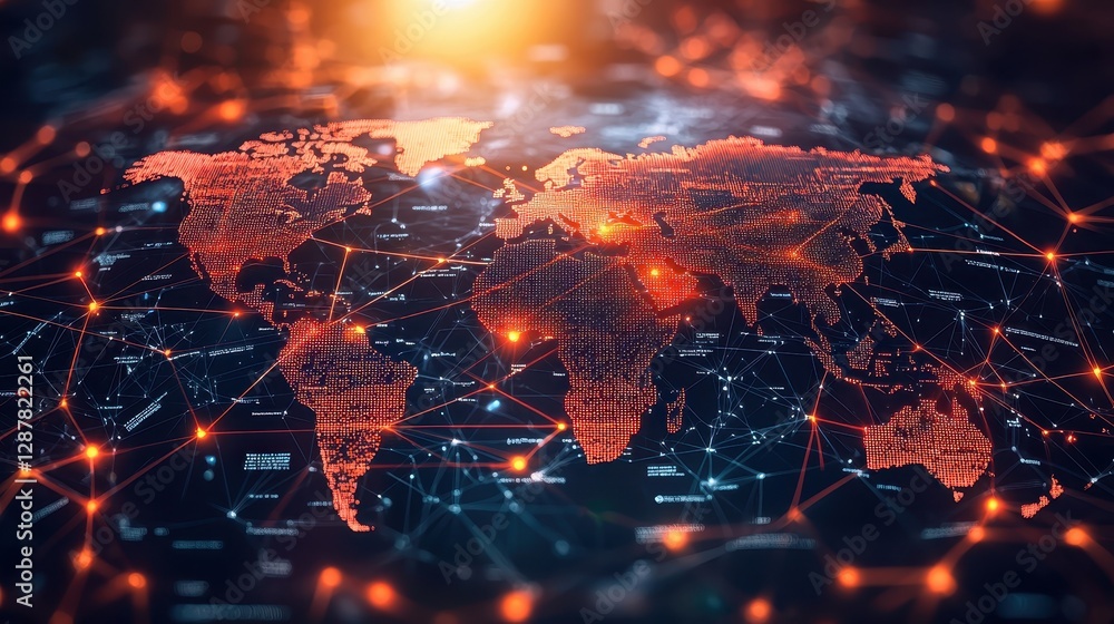 Aufkleber global network insights aerial visualization and modern digital data representation