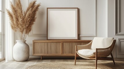 Modern Minimalist Living Room Interior Design with Wooden Furniture