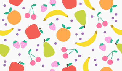 Cute mix fruits pattern background vector design