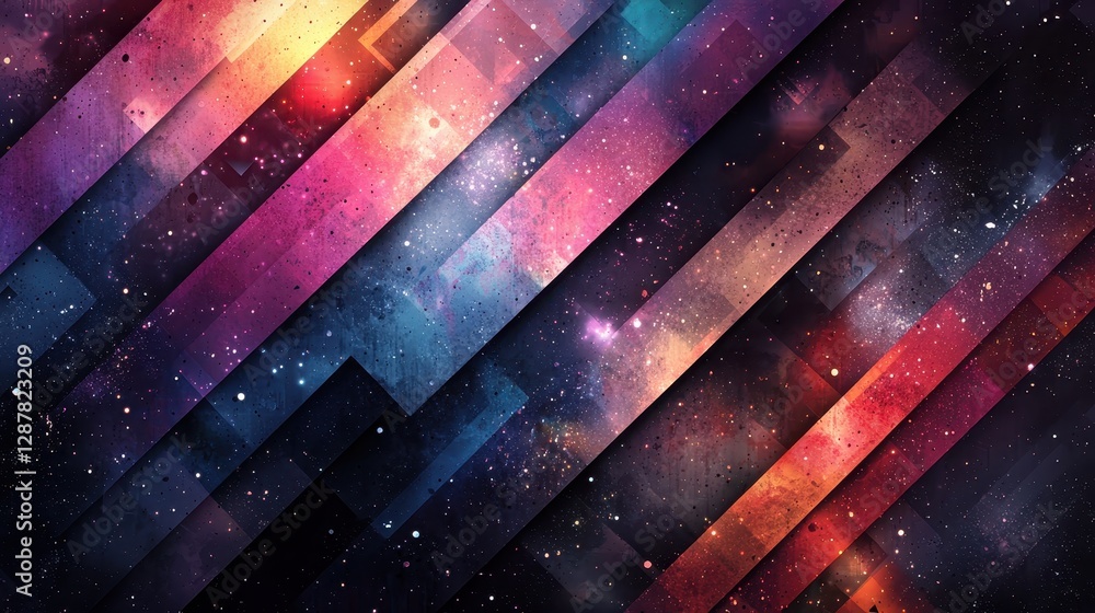 Poster dynamic abstract patterns digital art colorful geometry cosmic creative visual design