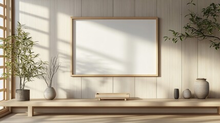 Minimalist Japanese Interior Design With Empty Frame