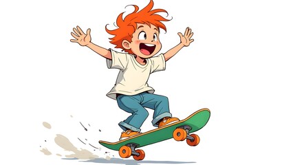 Energetic skateboard boy