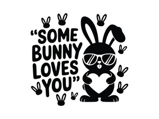 Obraz premium Cute Easter Quotes T-Shirt with Bunny and Spring Vibes 