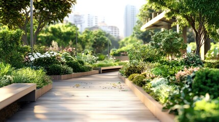 Fototapeta premium A futuristic green infrastructure project, integrating nature into modern urban design.